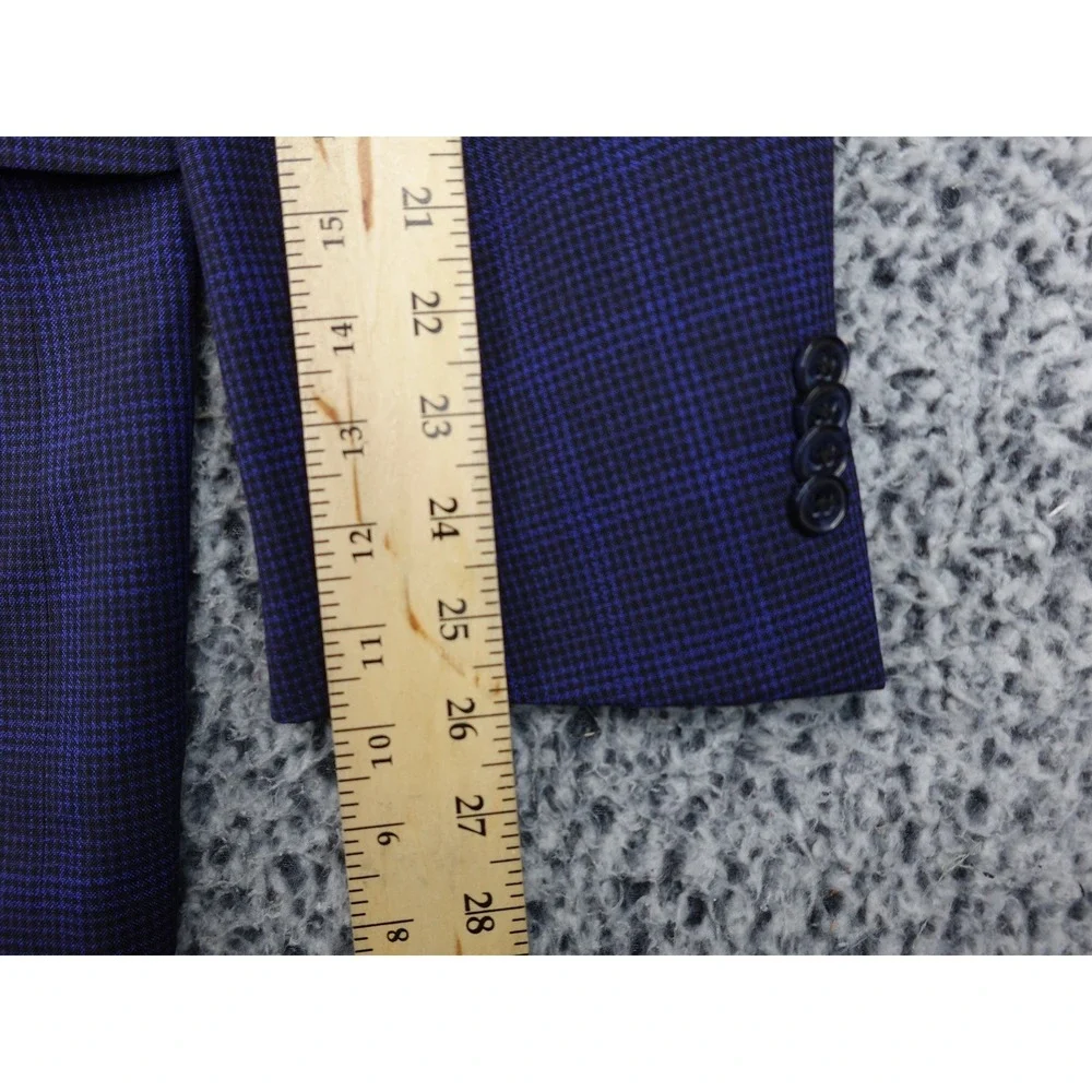 Peter Millar Sport Coat Mens 46R Navy Blue Purple Check Blazer Excellent Canada